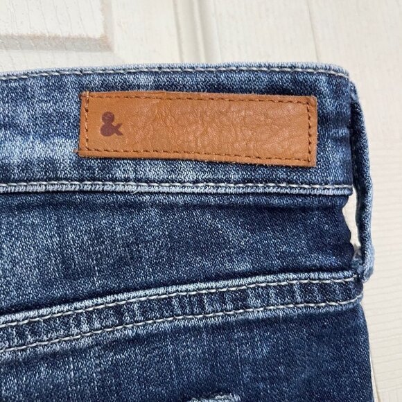 &Denim H&M Womens Dark Wash Stretch Raw Hem Cut Off Stonewash Jean Shorts Size 4 - Picture 6 of 8